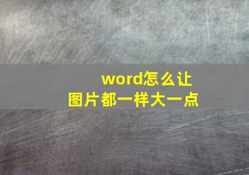 word怎么让图片都一样大一点