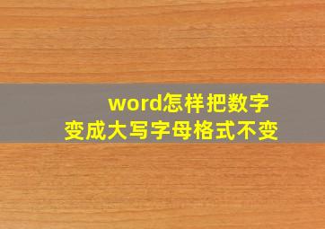 word怎样把数字变成大写字母格式不变