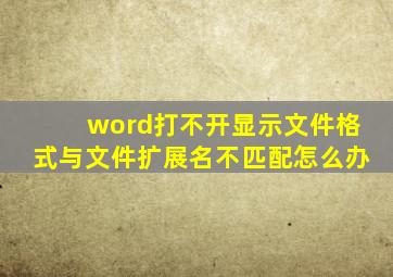 word打不开显示文件格式与文件扩展名不匹配怎么办