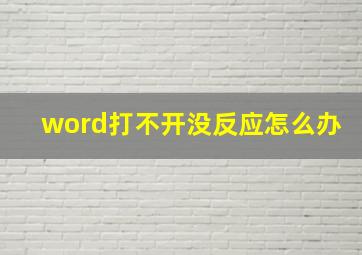 word打不开没反应怎么办