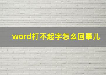 word打不起字怎么回事儿