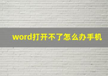 word打开不了怎么办手机