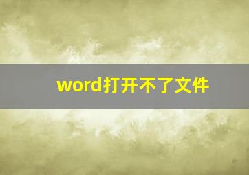 word打开不了文件