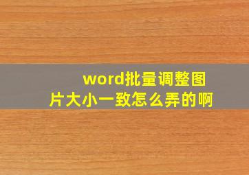 word批量调整图片大小一致怎么弄的啊