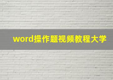 word操作题视频教程大学