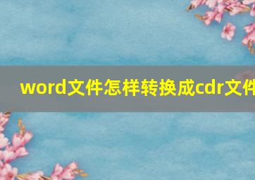 word文件怎样转换成cdr文件