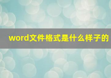 word文件格式是什么样子的