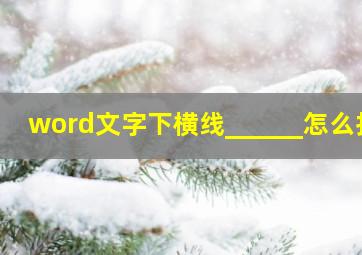 word文字下横线______怎么打