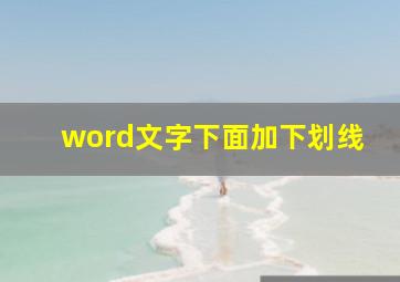 word文字下面加下划线