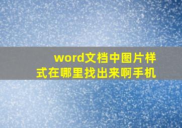 word文档中图片样式在哪里找出来啊手机