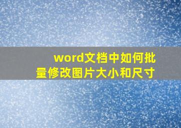 word文档中如何批量修改图片大小和尺寸