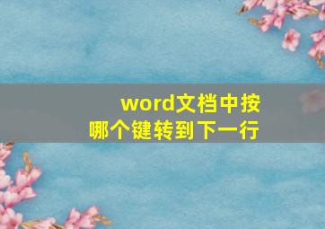 word文档中按哪个键转到下一行