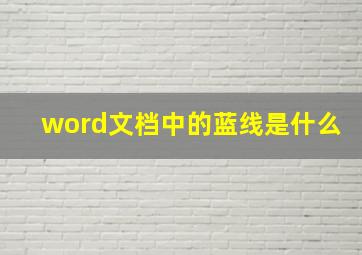 word文档中的蓝线是什么