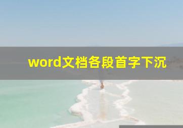 word文档各段首字下沉