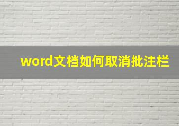 word文档如何取消批注栏