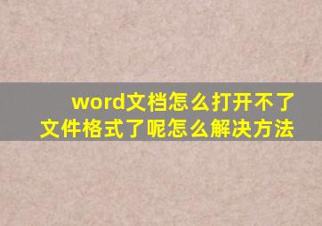 word文档怎么打开不了文件格式了呢怎么解决方法