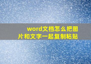 word文档怎么把图片和文字一起复制粘贴