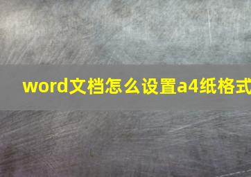 word文档怎么设置a4纸格式