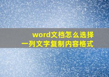 word文档怎么选择一列文字复制内容格式