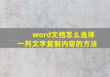 word文档怎么选择一列文字复制内容的方法