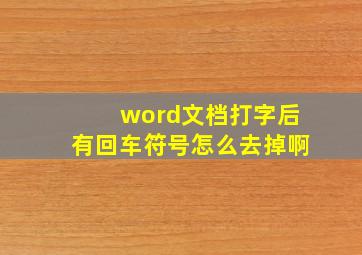 word文档打字后有回车符号怎么去掉啊