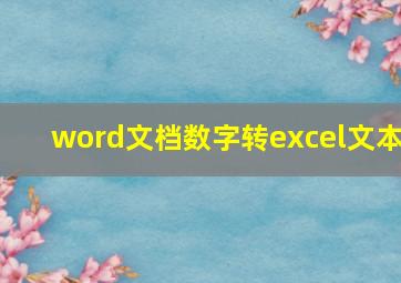 word文档数字转excel文本