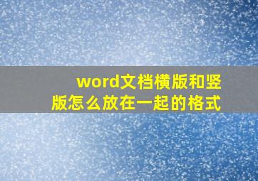 word文档横版和竖版怎么放在一起的格式