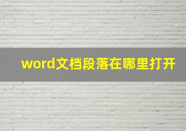 word文档段落在哪里打开