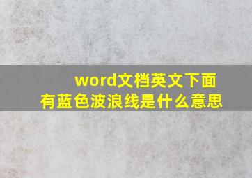 word文档英文下面有蓝色波浪线是什么意思