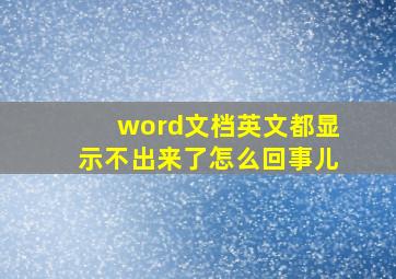 word文档英文都显示不出来了怎么回事儿