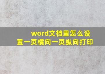 word文档里怎么设置一页横向一页纵向打印