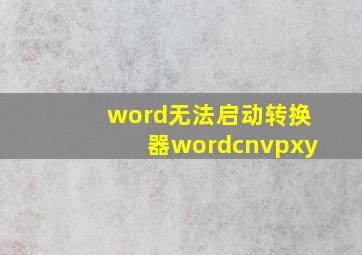 word无法启动转换器wordcnvpxy