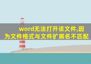 word无法打开该文件,因为文件格式与文件扩展名不匹配