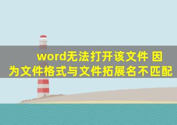 word无法打开该文件 因为文件格式与文件拓展名不匹配