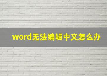 word无法编辑中文怎么办