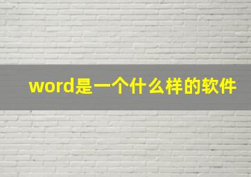 word是一个什么样的软件