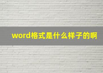 word格式是什么样子的啊