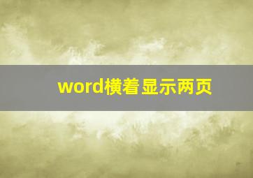 word横着显示两页