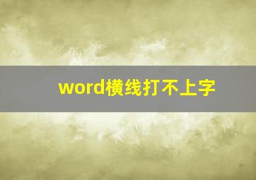 word横线打不上字