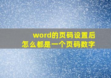 word的页码设置后怎么都是一个页码数字