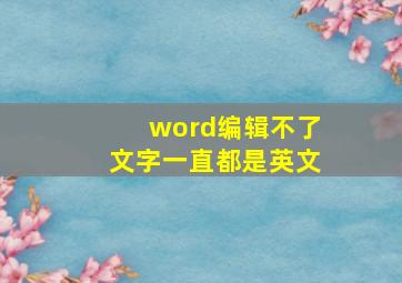 word编辑不了文字一直都是英文