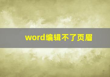 word编辑不了页眉