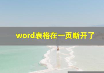 word表格在一页断开了