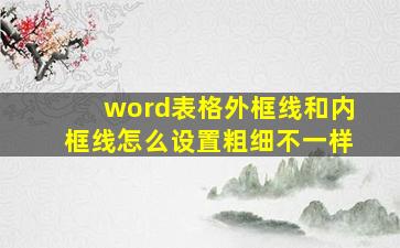 word表格外框线和内框线怎么设置粗细不一样