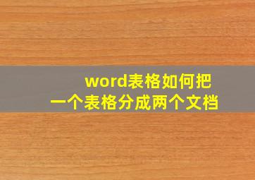 word表格如何把一个表格分成两个文档