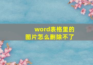 word表格里的图片怎么删除不了