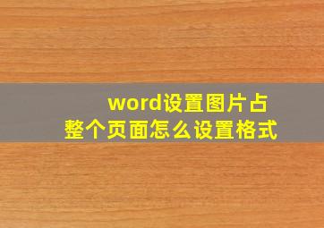 word设置图片占整个页面怎么设置格式