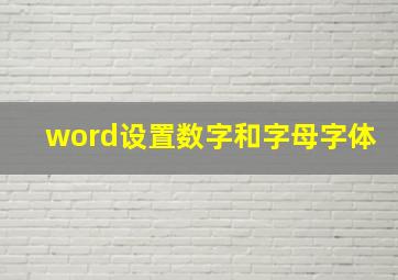 word设置数字和字母字体