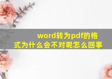 word转为pdf的格式为什么会不对呢怎么回事