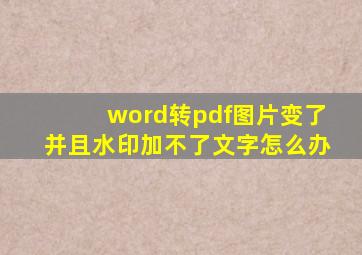 word转pdf图片变了并且水印加不了文字怎么办